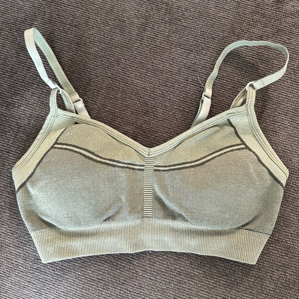 Athleta lightly-lined olive green sports bra